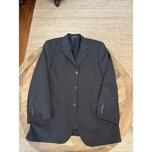 "Hugo" Hugo Boss Wool Blend Blazer Suit Jacket Mens 40R Black Stripe 3-button